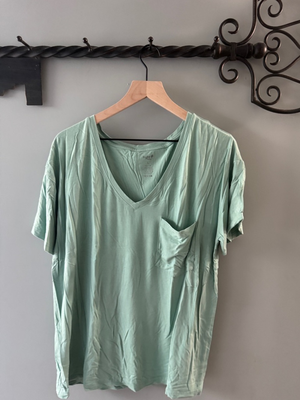 Kyte Mint Green Pocket V-Neck Women's Top